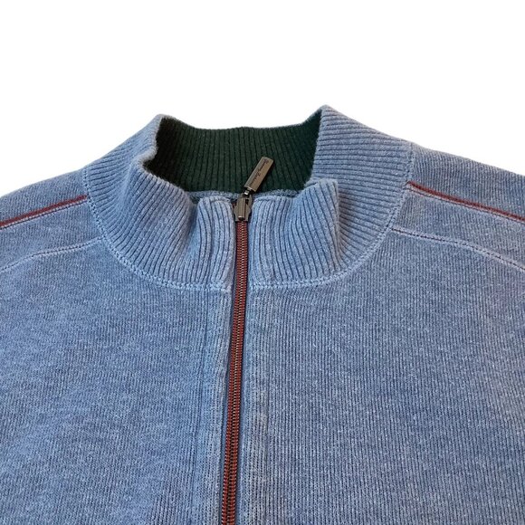 Tommy Bahama 1/4 Zip Blue Pullover Sweater Adult Size L Mock Neck - Picture 4 of 9